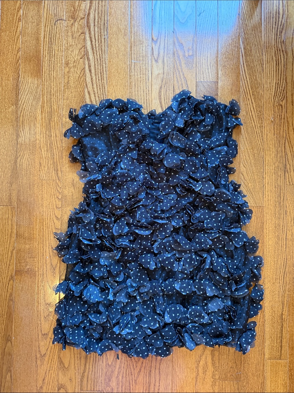 Anthropologie black Polka Dot Ruffle Petal Dress